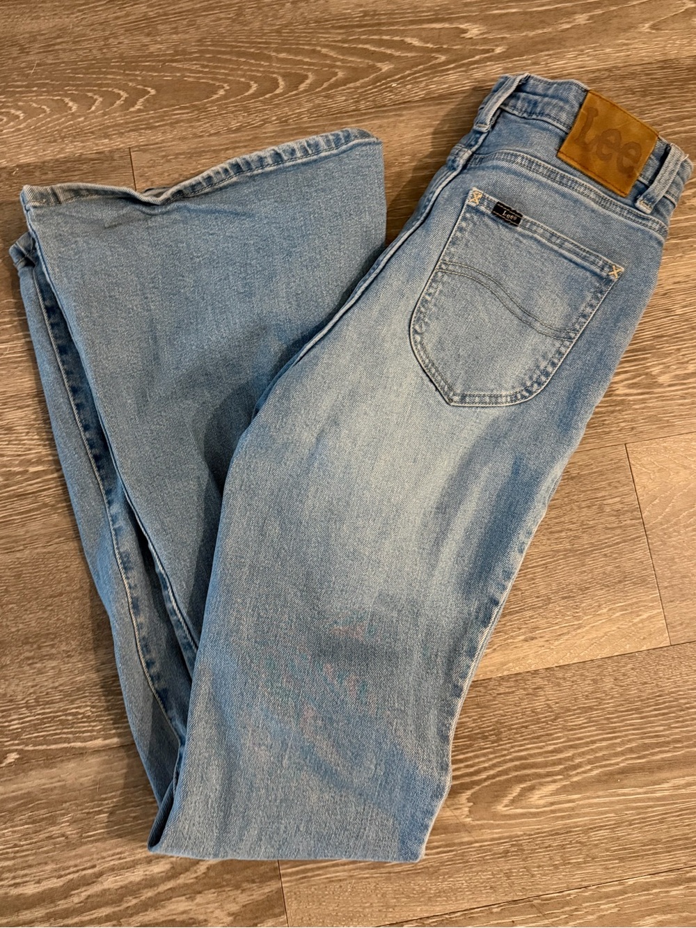 Lee High Rise Flare Jeans Womens 26 Light Wash Wide Leg Y2K